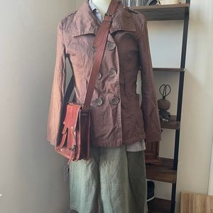 Women’s Large Last Kiss Double Button Front Brown Jacket